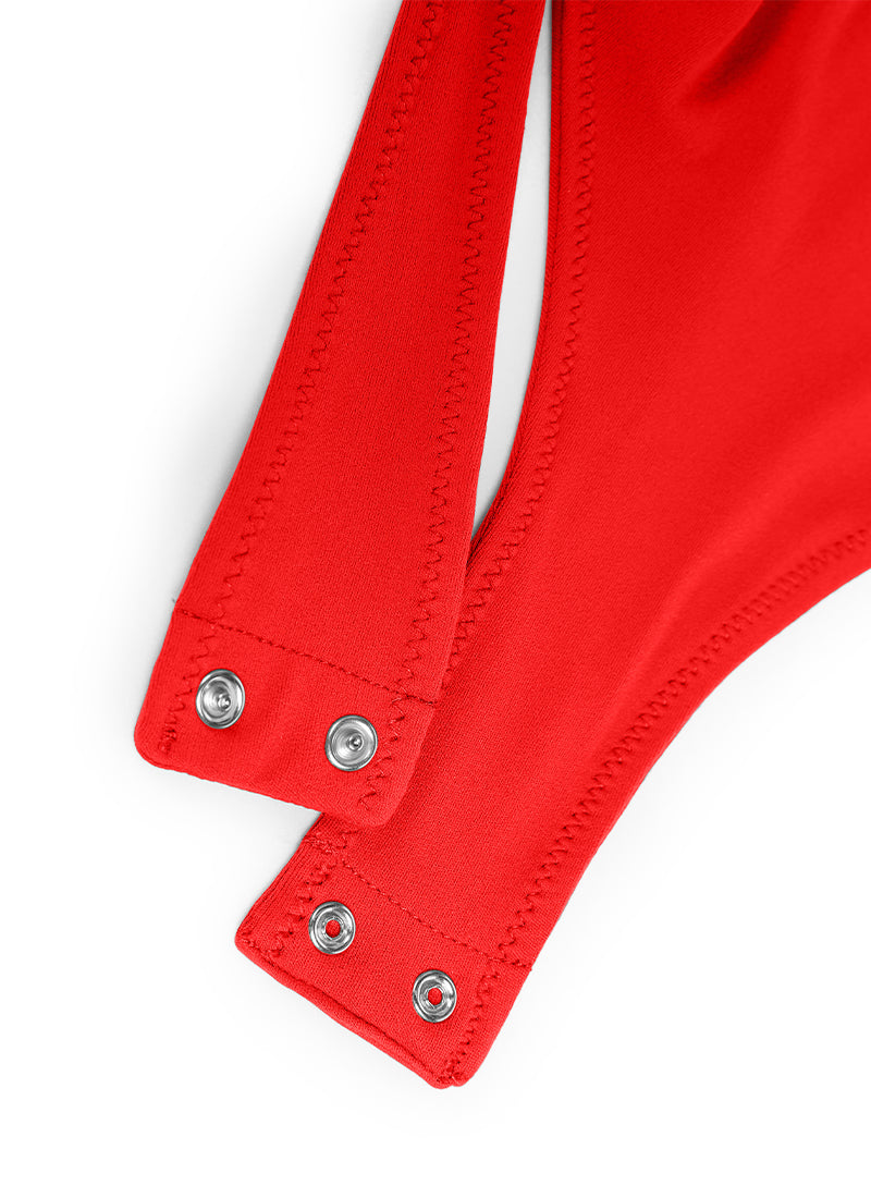 CRZ YOGA Women's Yoga Tight Fit Scoop Neck Short Sleeves Bodysuits Dark Red @model_info:NEW