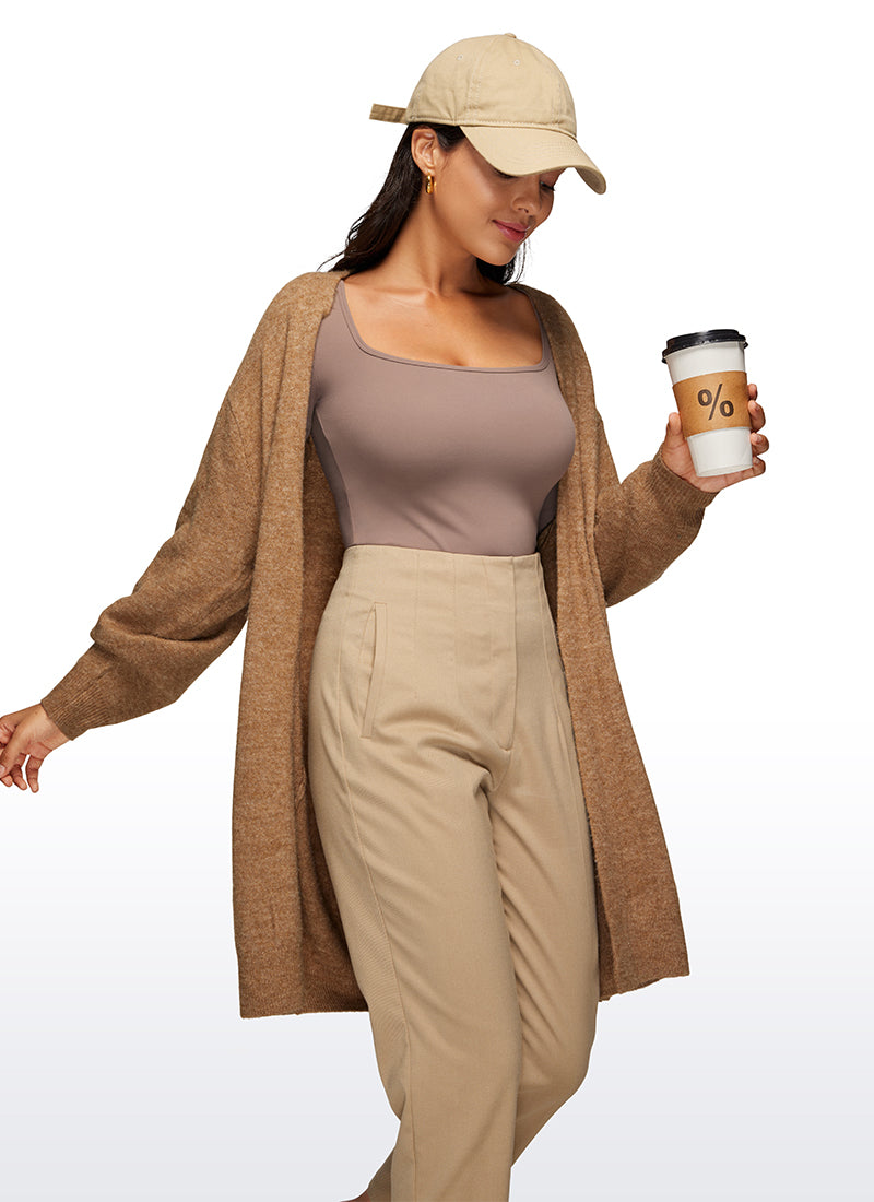 CRZ YOGA Women's Yoga Tight Fit Square Neck Long Sleeves Bodysuits Brown Purple @model_info:VIC