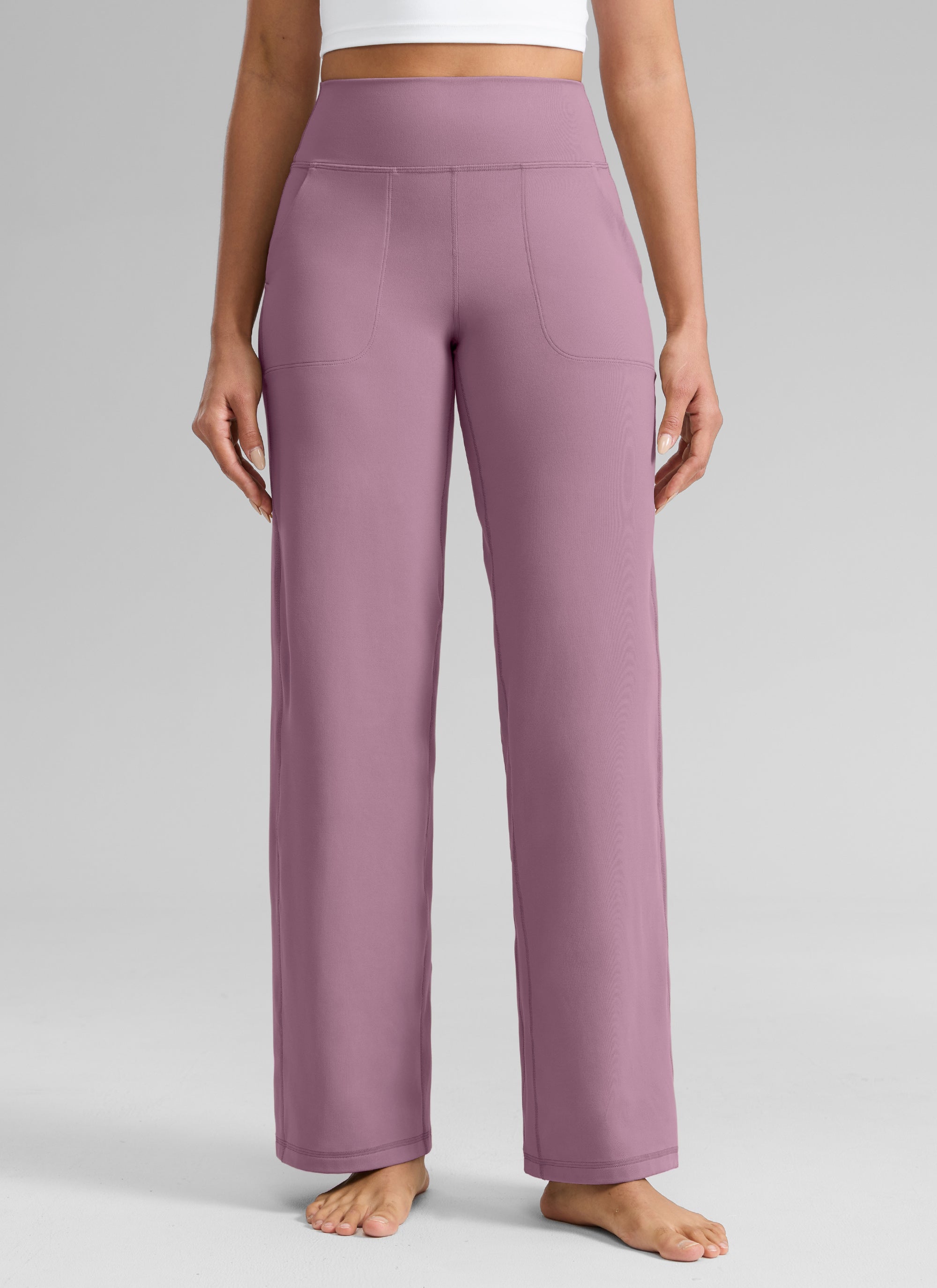 CRZ YOGA Women's Butterlift High Waisted Wide Leg Pants with Pockets Light Lavender