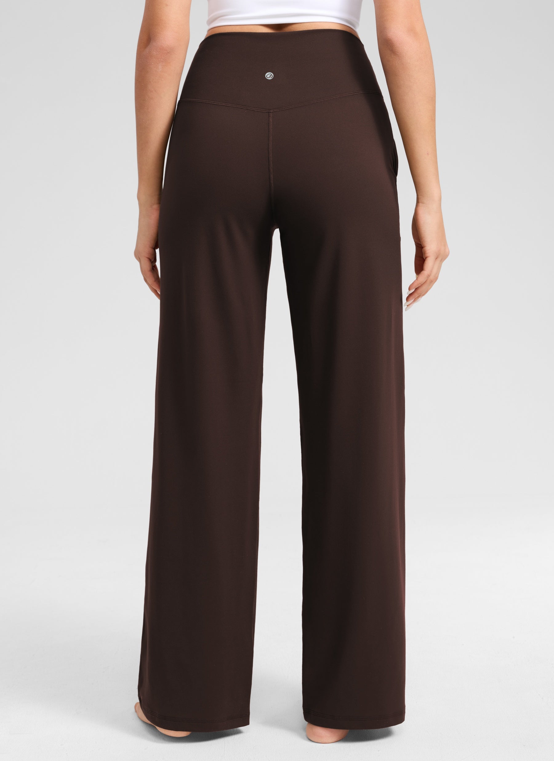 CRZ YOGA Women's Butterlift High Waisted Wide Leg Pants with Pockets Hot Fudge Brown