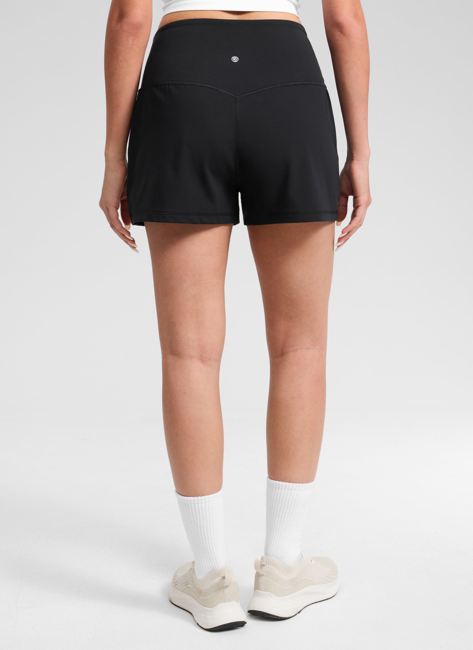 CRZ YOGA Women Butterlift High Waisted Shorts with Pockets Linerless Black