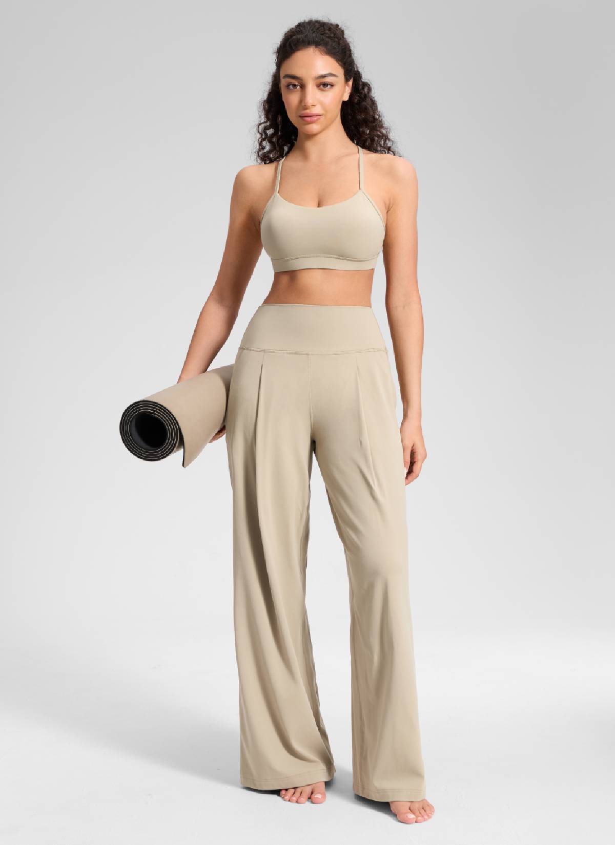 CRZ YOGA بنطال نسائي غير رسمي بخصر مرتفع وجيوب وساق عريضة من مجموعة « Butterluxe » مقاس 30