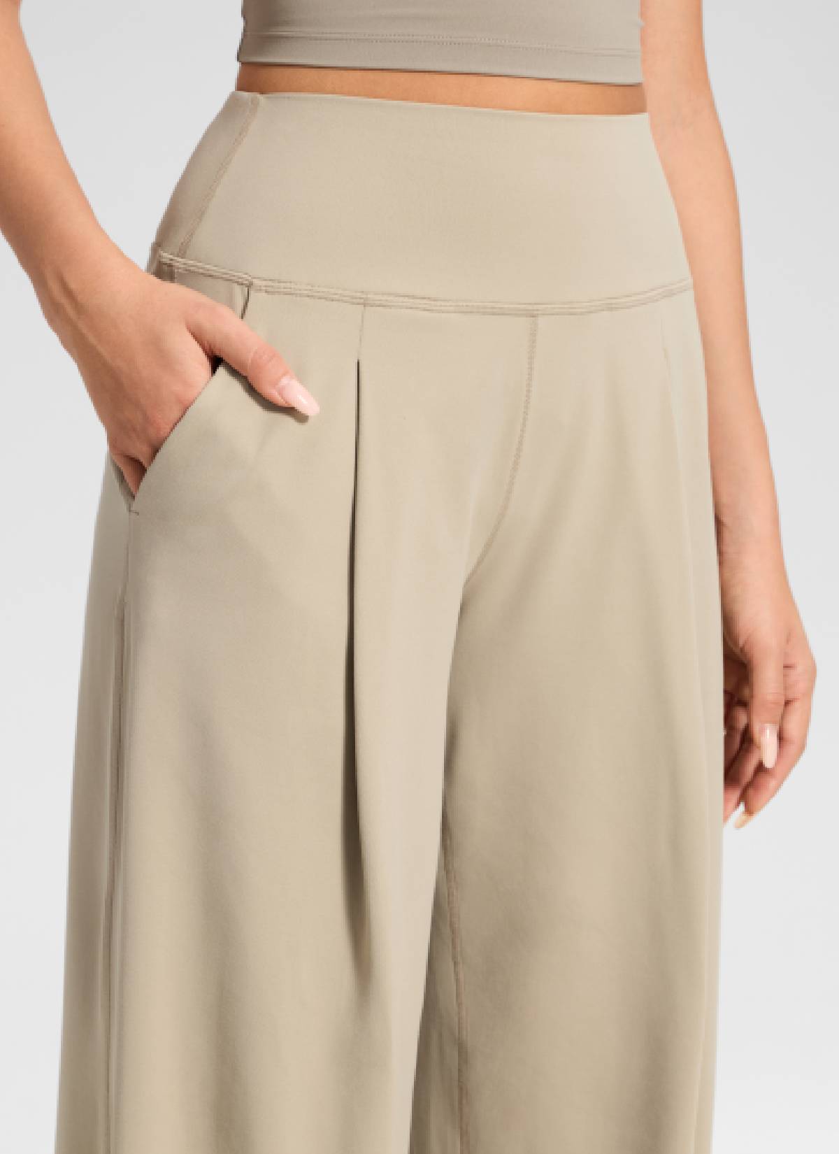 CRZ YOGA بنطال نسائي غير رسمي بخصر مرتفع وجيوب وساق عريضة من مجموعة « Butterluxe » مقاس 30