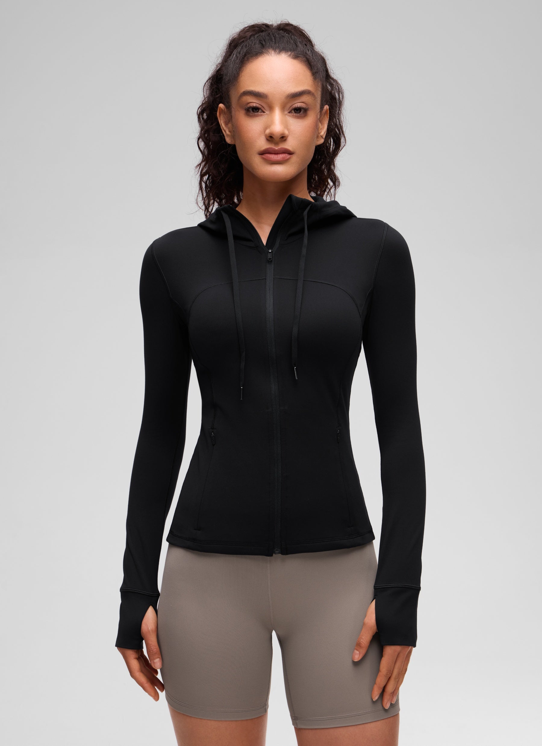 هوديز CRZ YOGA نسائي Butterluxe بقصة ضيقة وجيوب بسحاب كامل أسود