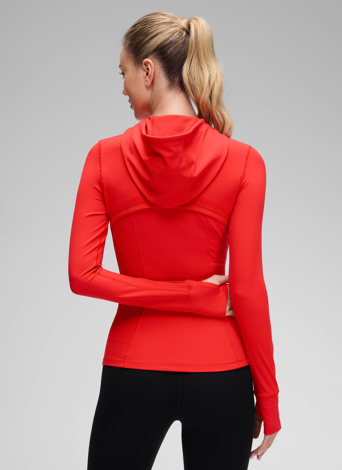 CRZ YOGA Women's Butterluxe Slim Fit Pocket Outerwear Full Zip Hoodies Dark Red @model_info:Anna