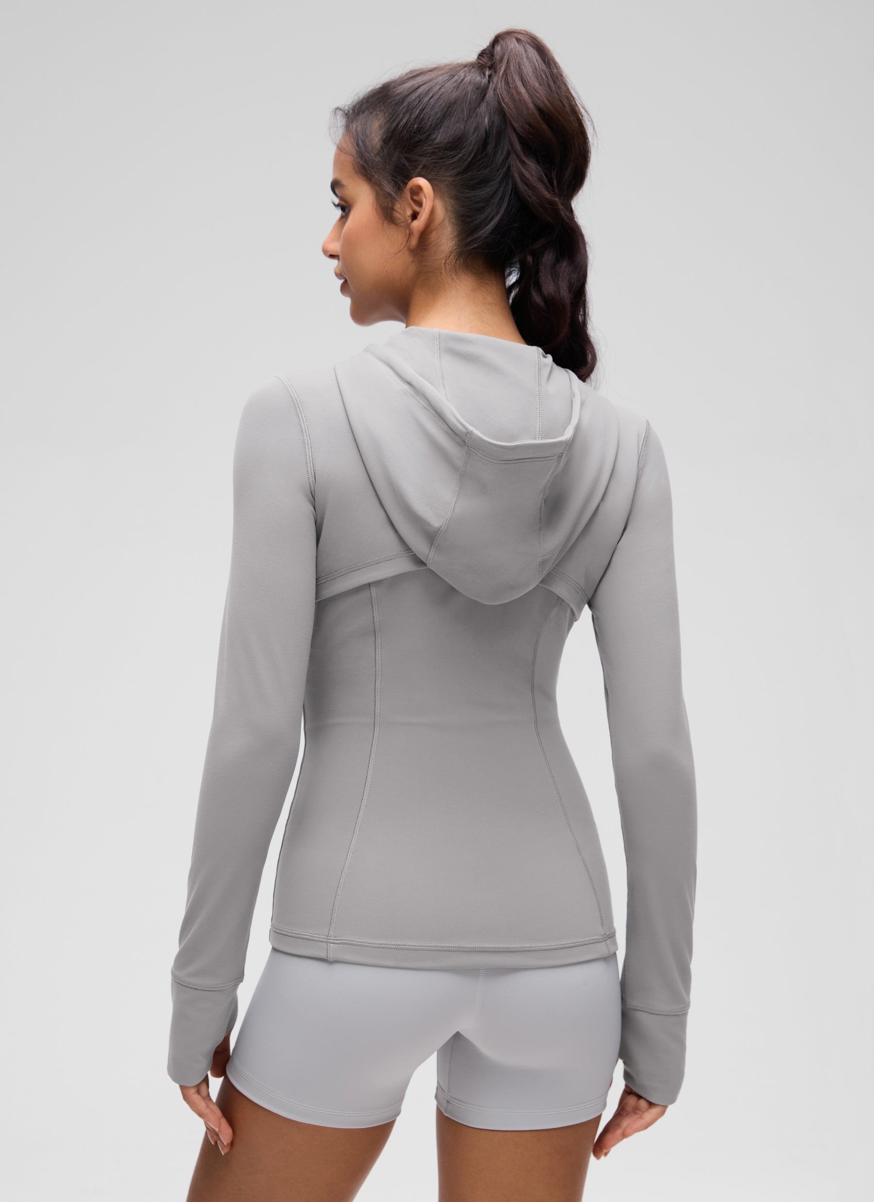 هوديز CRZ YOGA نسائي Butterluxe بقصة ضيقة وجيوب بسحاب كامل بلون رمادي النورس