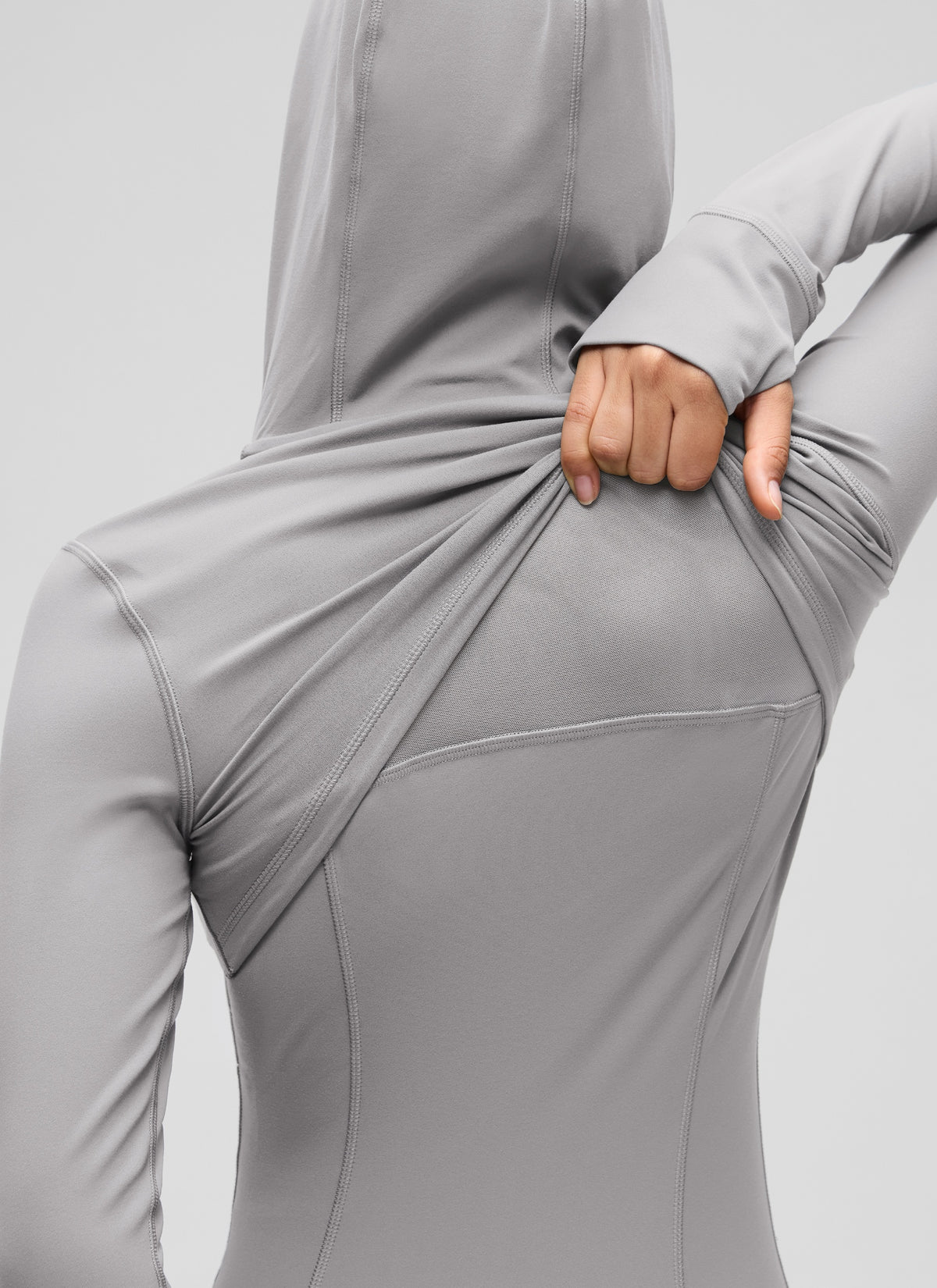 CRZ YOGA Women's Butterluxe Slim Fit Pocket Outerwear Full Zip Hoodies Gull Gray @model_info:Liss
