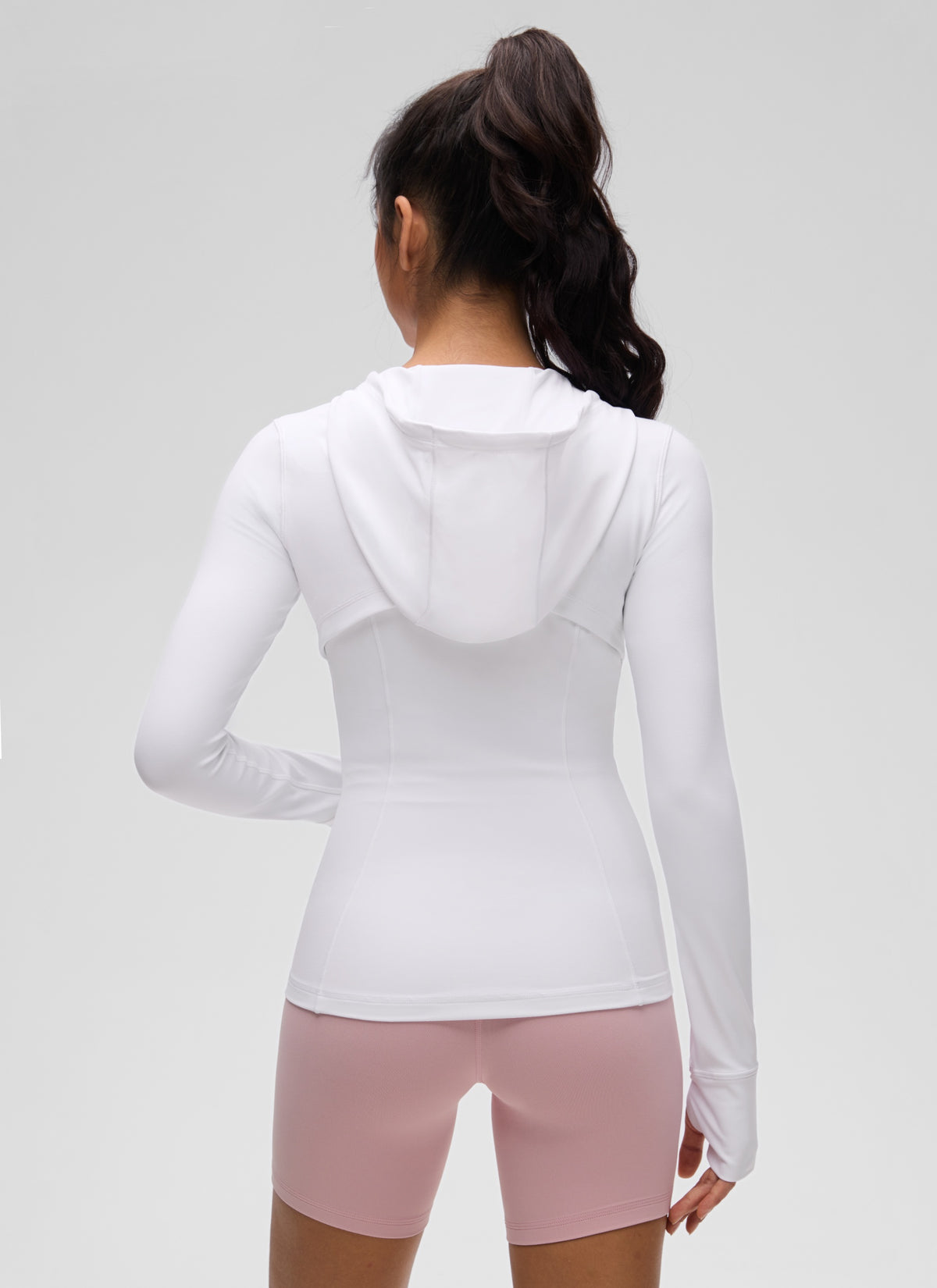 CRZ YOGA Women's Butterluxe Slim Fit Pocket Outerwear Full Zip Hoodies White @model_info:Liss