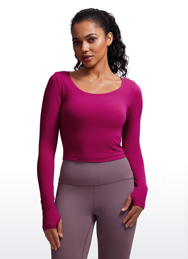 CRZ YOGA Leggings de yoga de manga larga Butterluxe para mujer Magenta Purple @model_info:Amanda