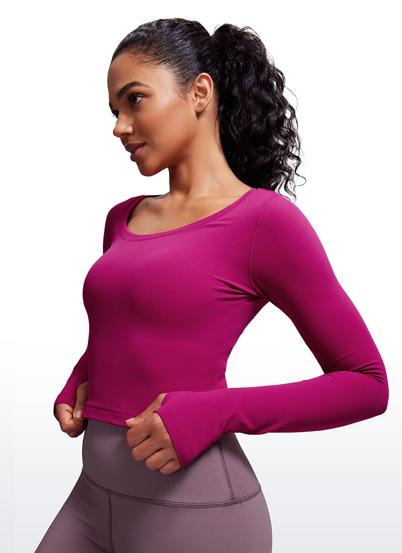 CRZ YOGA Leggings de yoga de manga larga Butterluxe para mujer Magenta Purple @model_info:Amanda