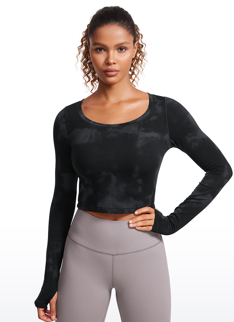 CRZ YOGA Leggings de yoga de manga larga Butterluxe para mujer Black Tie Dye Flowers @model_info:GI