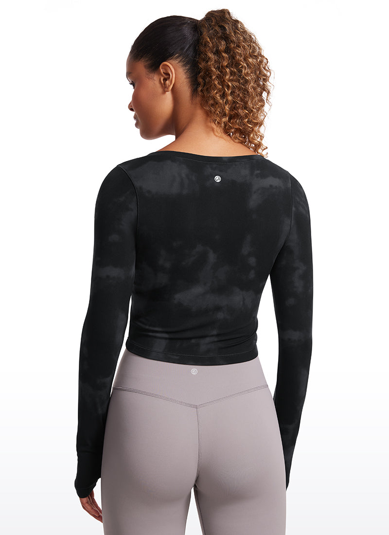 CRZ YOGA Leggings de yoga de manga larga Butterluxe para mujer Black Tie Dye Flowers @model_info:GI