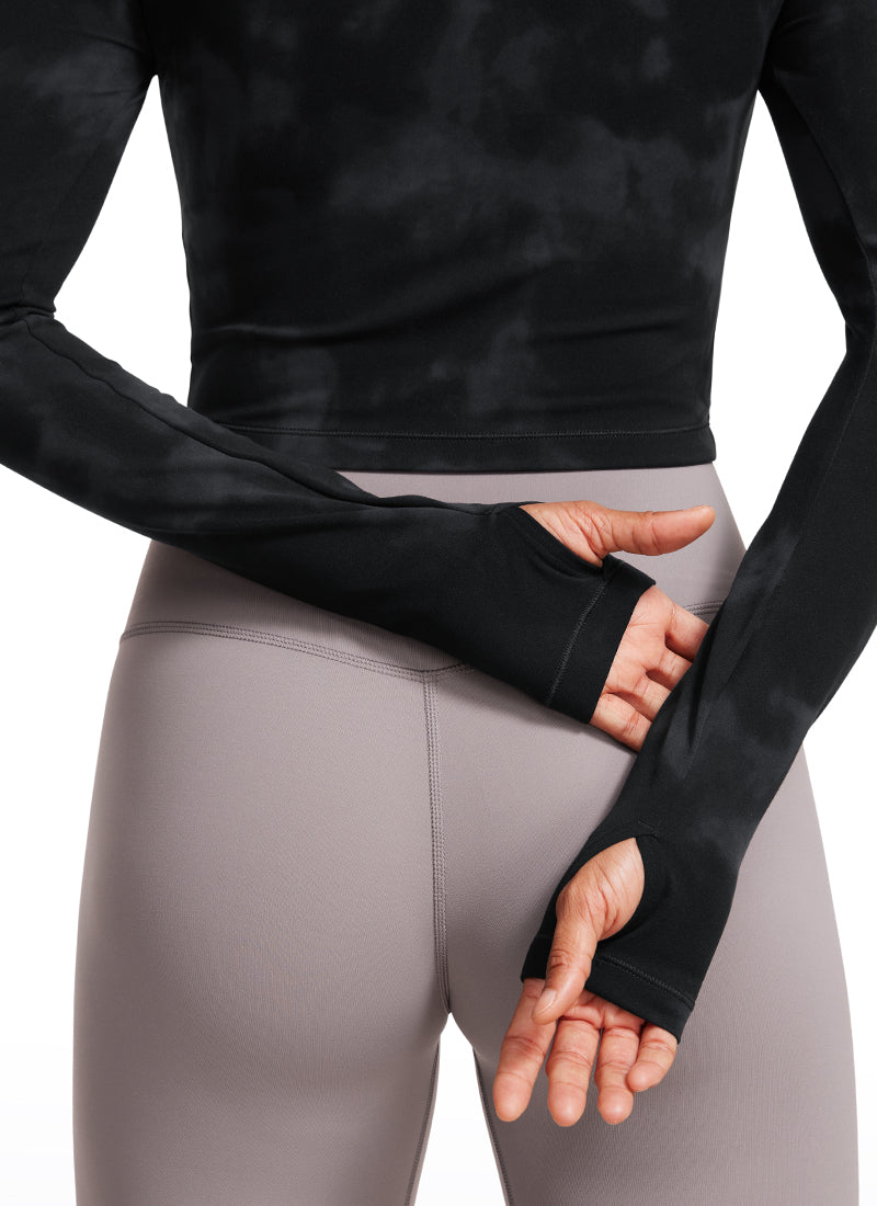 CRZ YOGA Leggings de yoga de manga larga Butterluxe para mujer Black Tie Dye Flowers @model_info:GI
