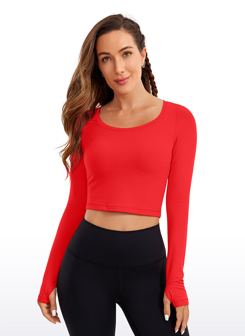 CRZ YOGA Leggings de yoga de manga larga Butterluxe para mujer Deep Red @model_info:DEN