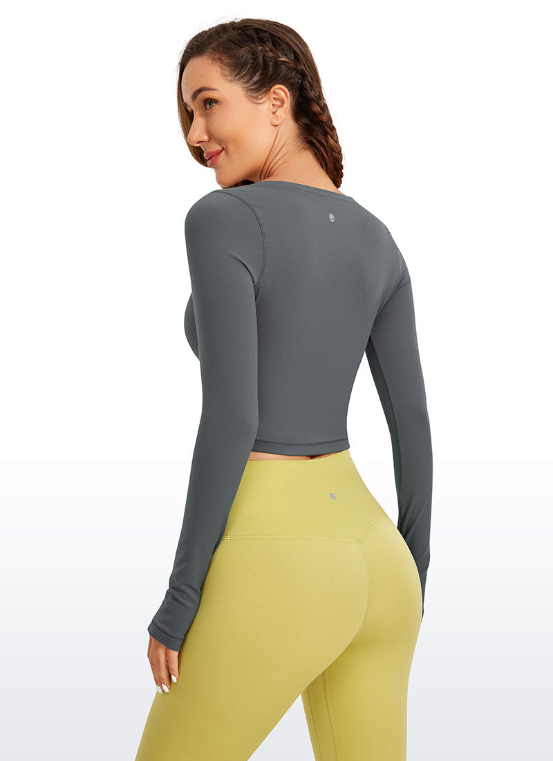 CRZ YOGA Leggings de yoga de manga larga Butterluxe para mujer Lava Smoke Grey @model_info:DEN