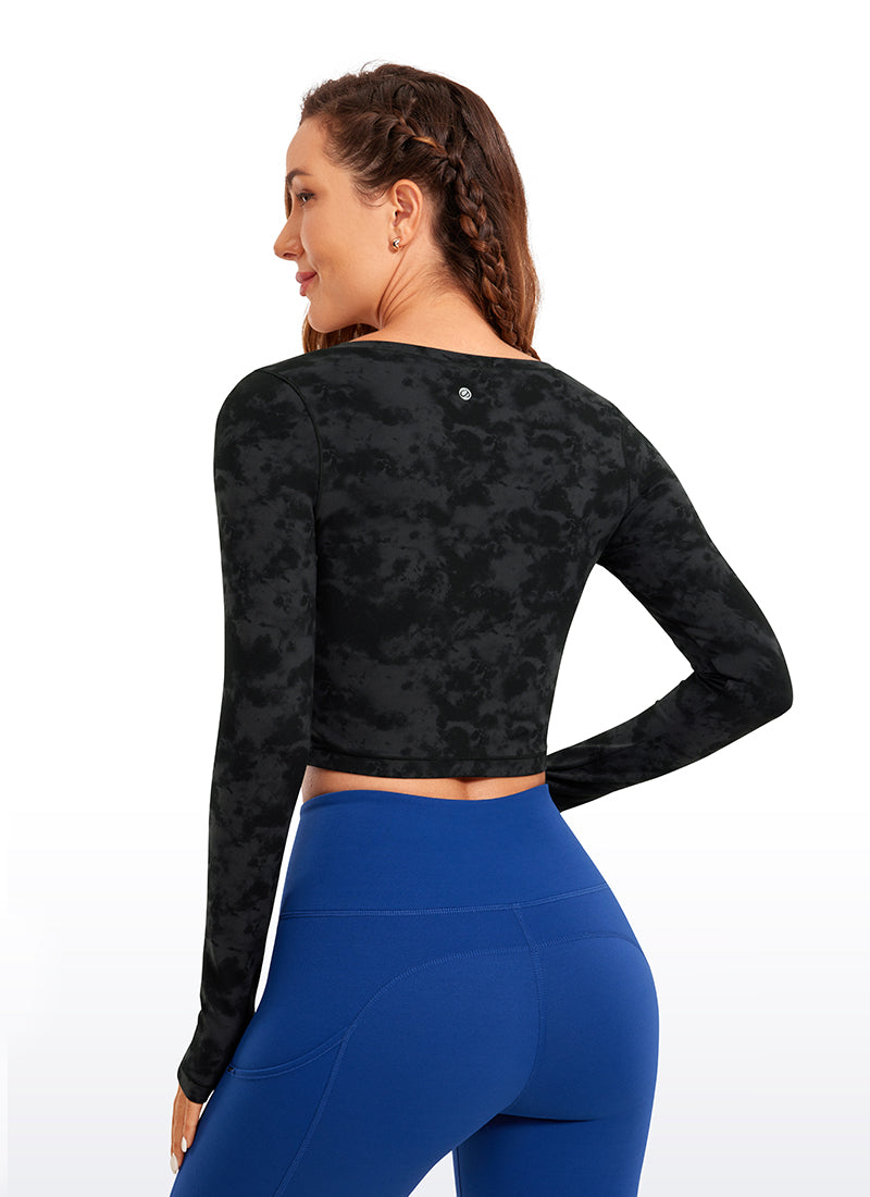 CRZ YOGA Leggings de yoga de manga larga Butterluxe para mujer Tie Dye Smoke Ink @model_info:D