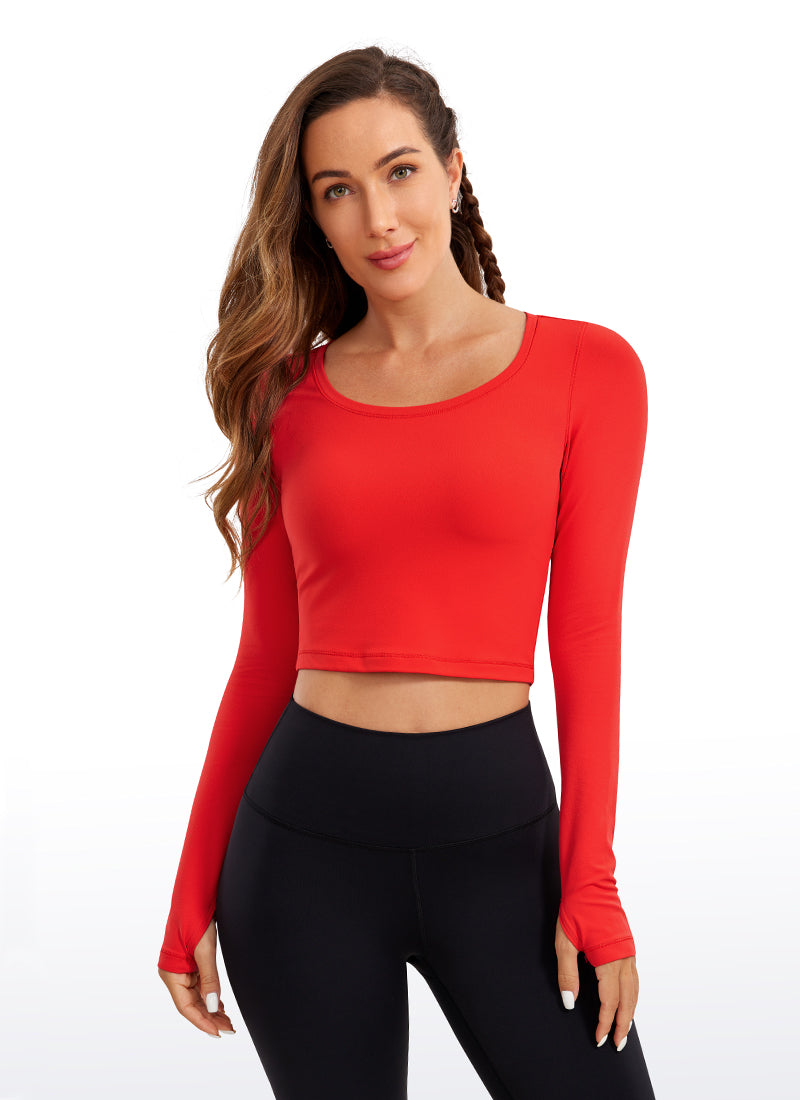 CRZ YOGA Leggings de yoga de manga larga Butterluxe para mujer Dark Red @model_info:D