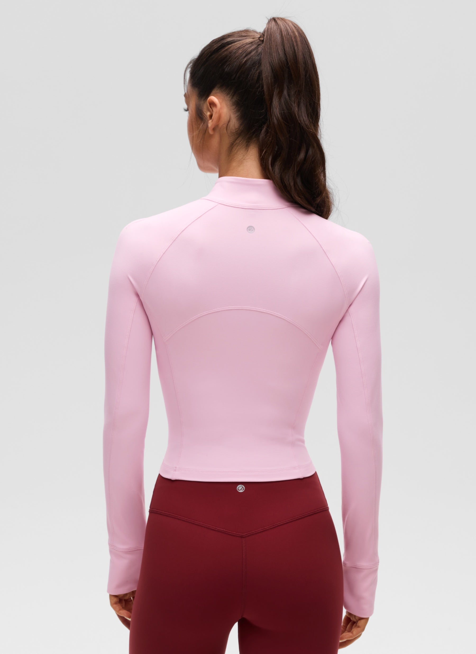 بلوزات نسائية ضيقة لليوغا بسحاب نصف وأكمام طويلة Butterluxe بلون وردي الفاوانيا من CRZ YOGA