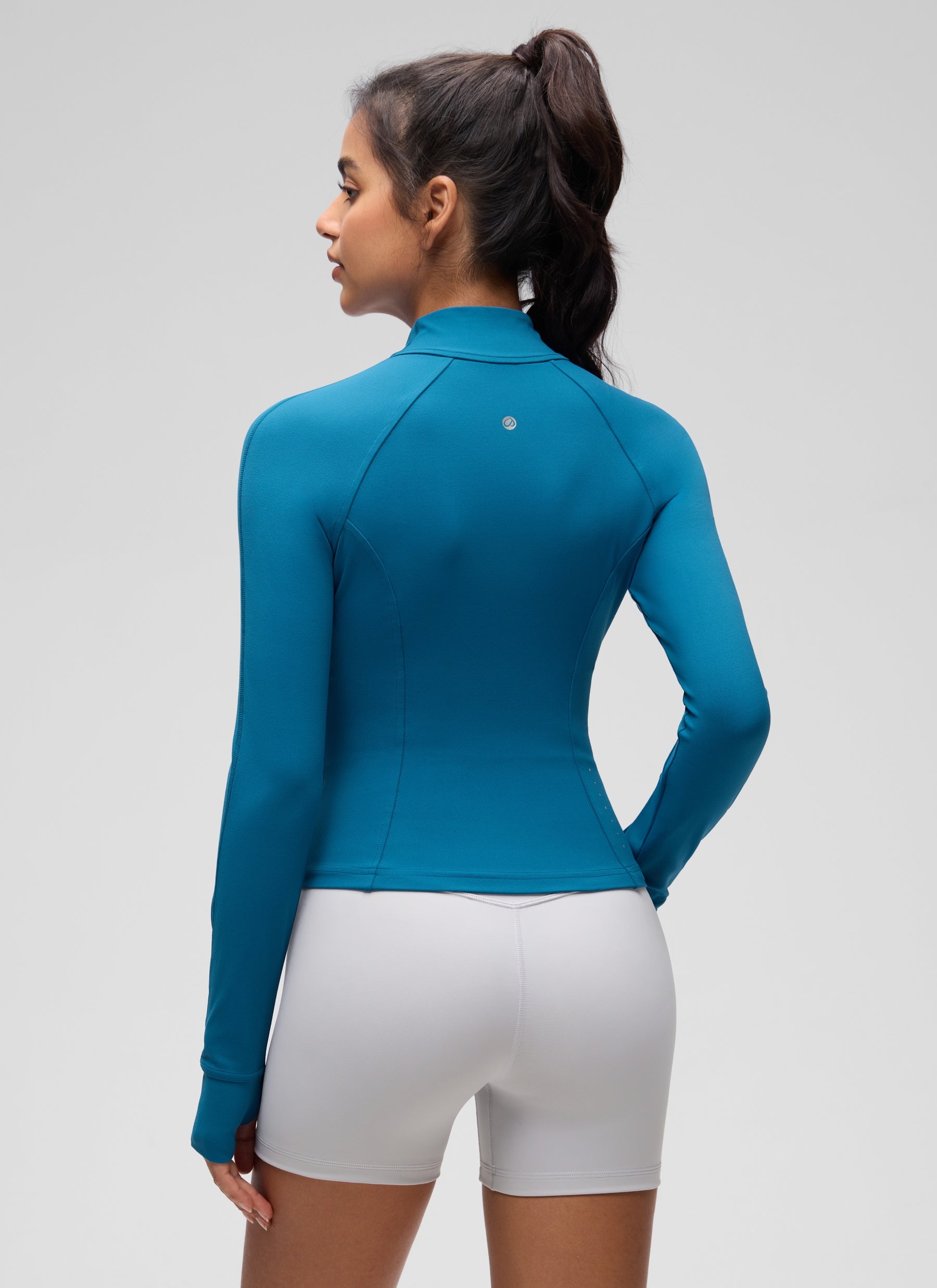 جاكيتات CRZ YOGA النسائية Butterluxe بسحاب كامل قصيرة مع جيوب للملابس الخارجية باللون الأزرق فائق السرعة