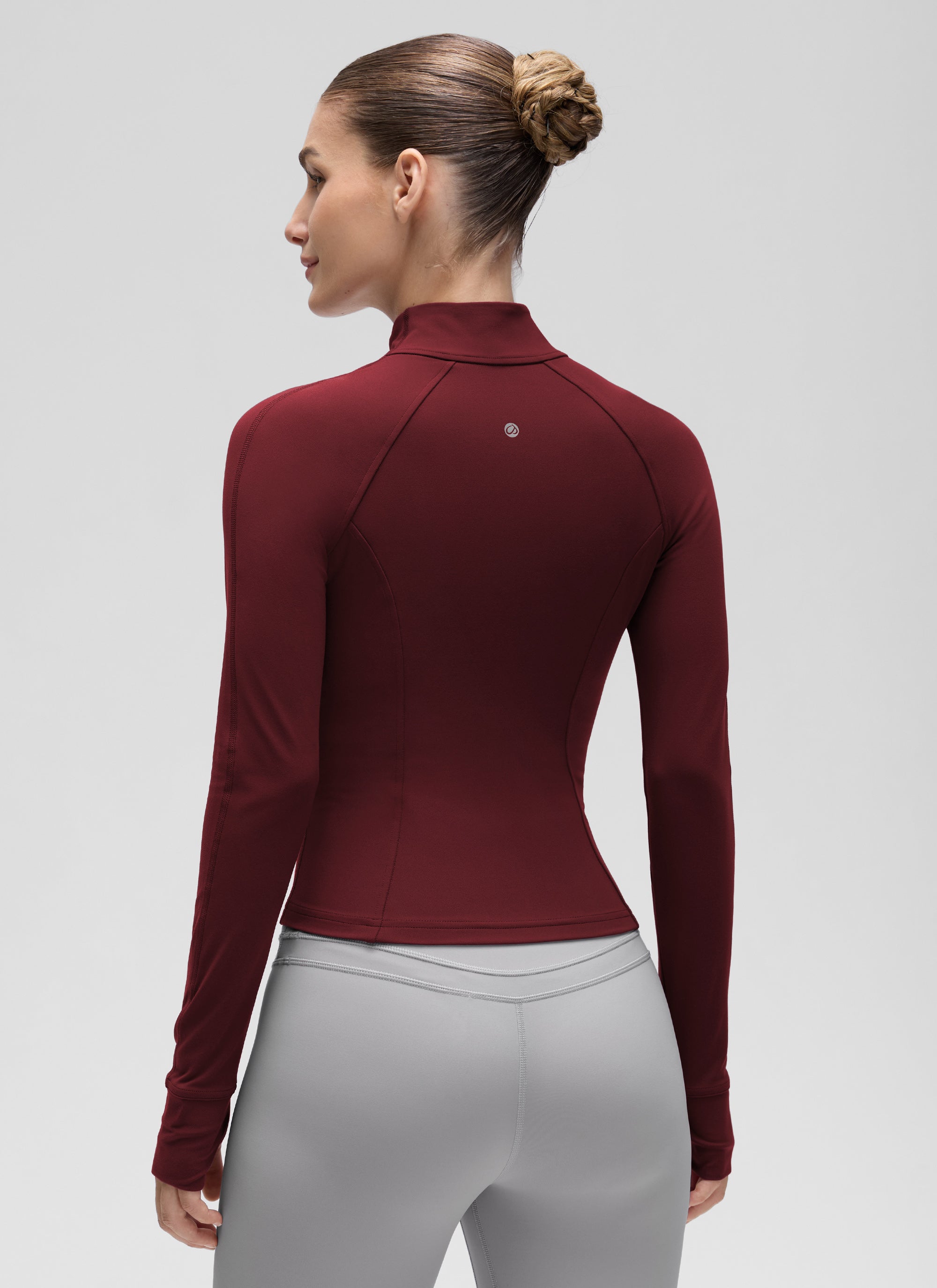 جاكيتات CRZ YOGA النسائية Butterluxe بسحاب كامل قصيرة مع جيوب للملابس الخارجية باللون الأحمر ميرلو