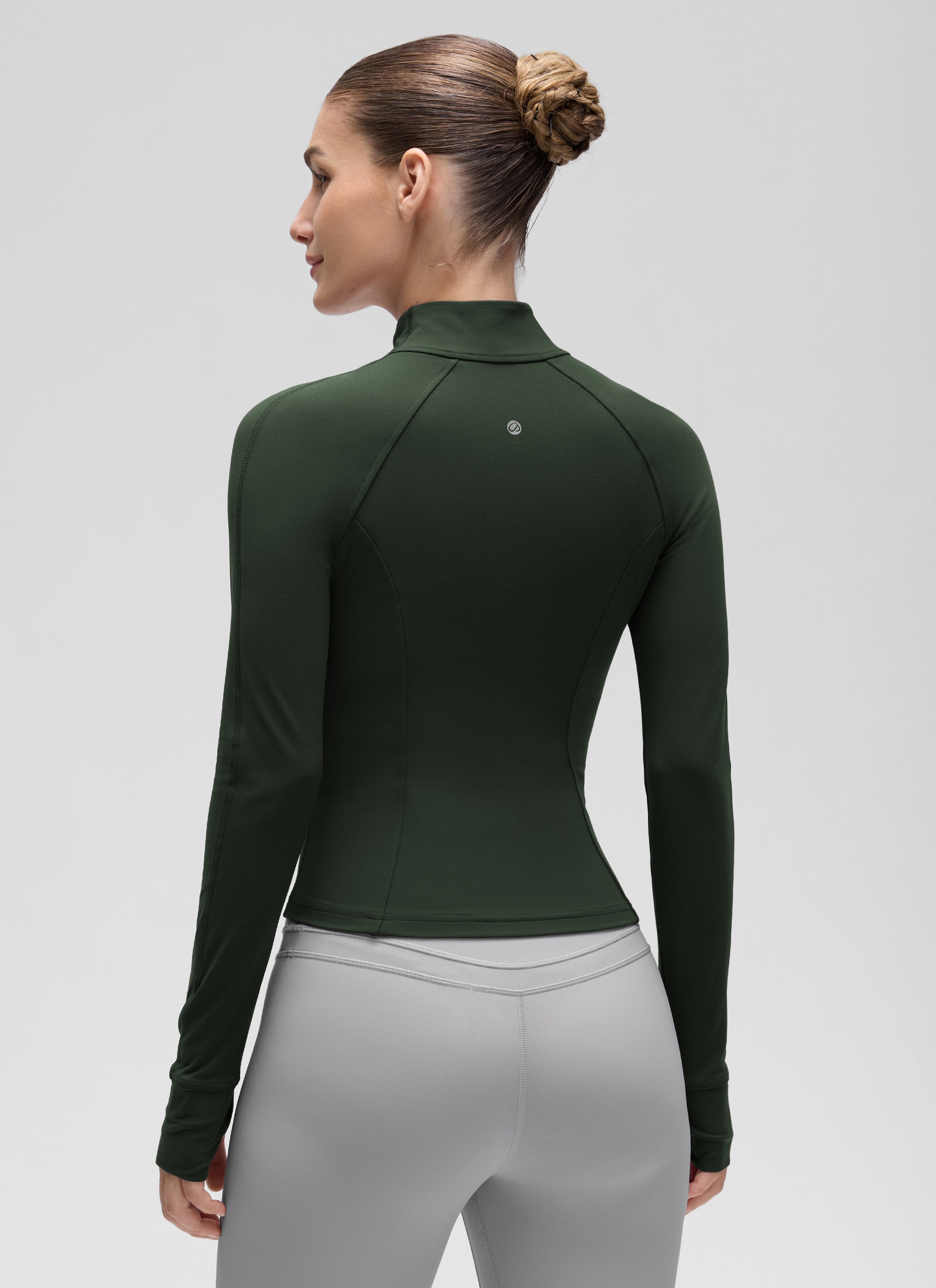 جاكيتات CRZ YOGA النسائية Butterluxe بسحاب كامل قصيرة مع جيوب للملابس الخارجية باللون الأخضر الأسطوري