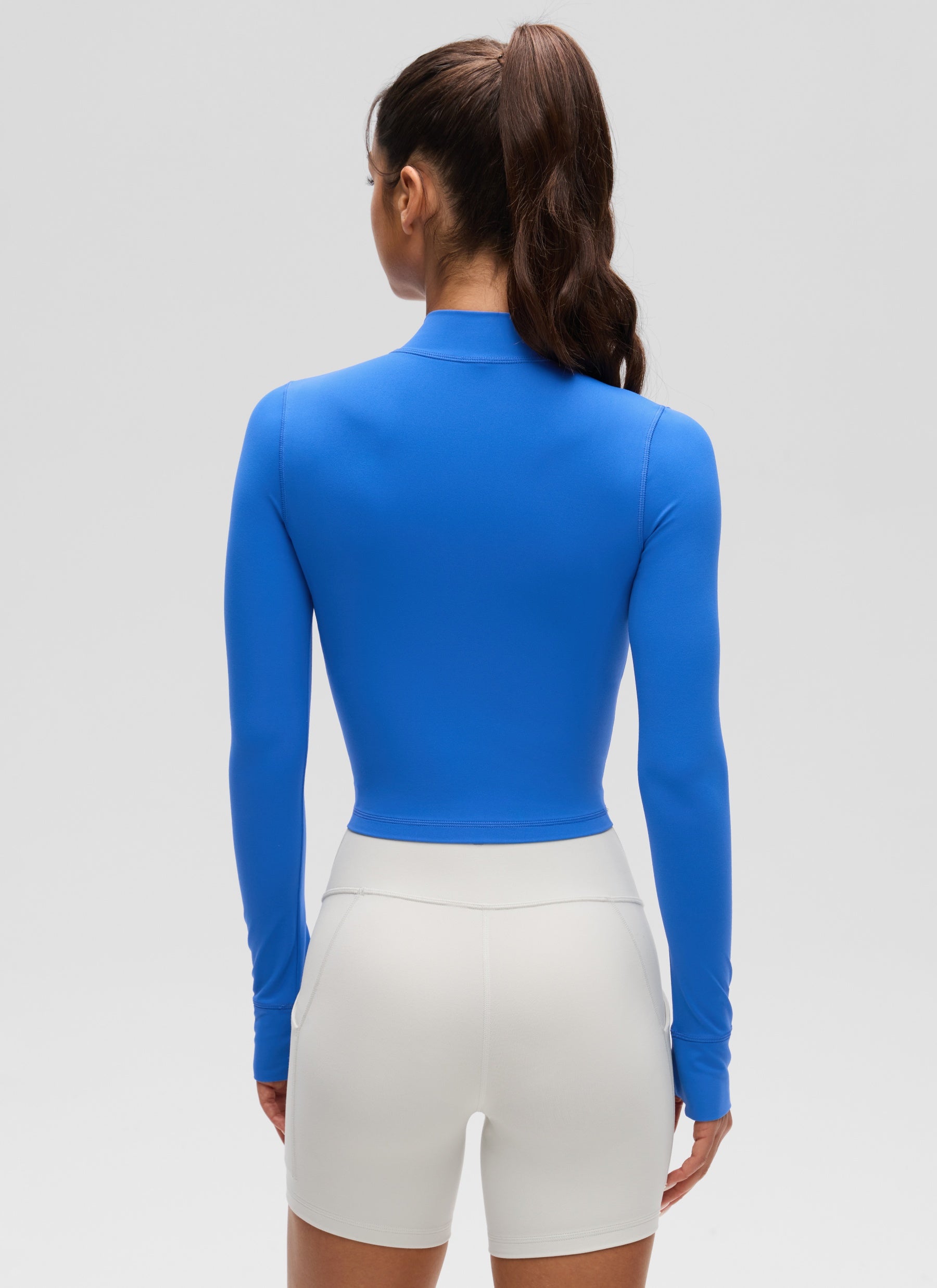 CRZ YOGA Women's Butterluxe Cropped Outerwear Full Zip Jackets Sparkle Blue