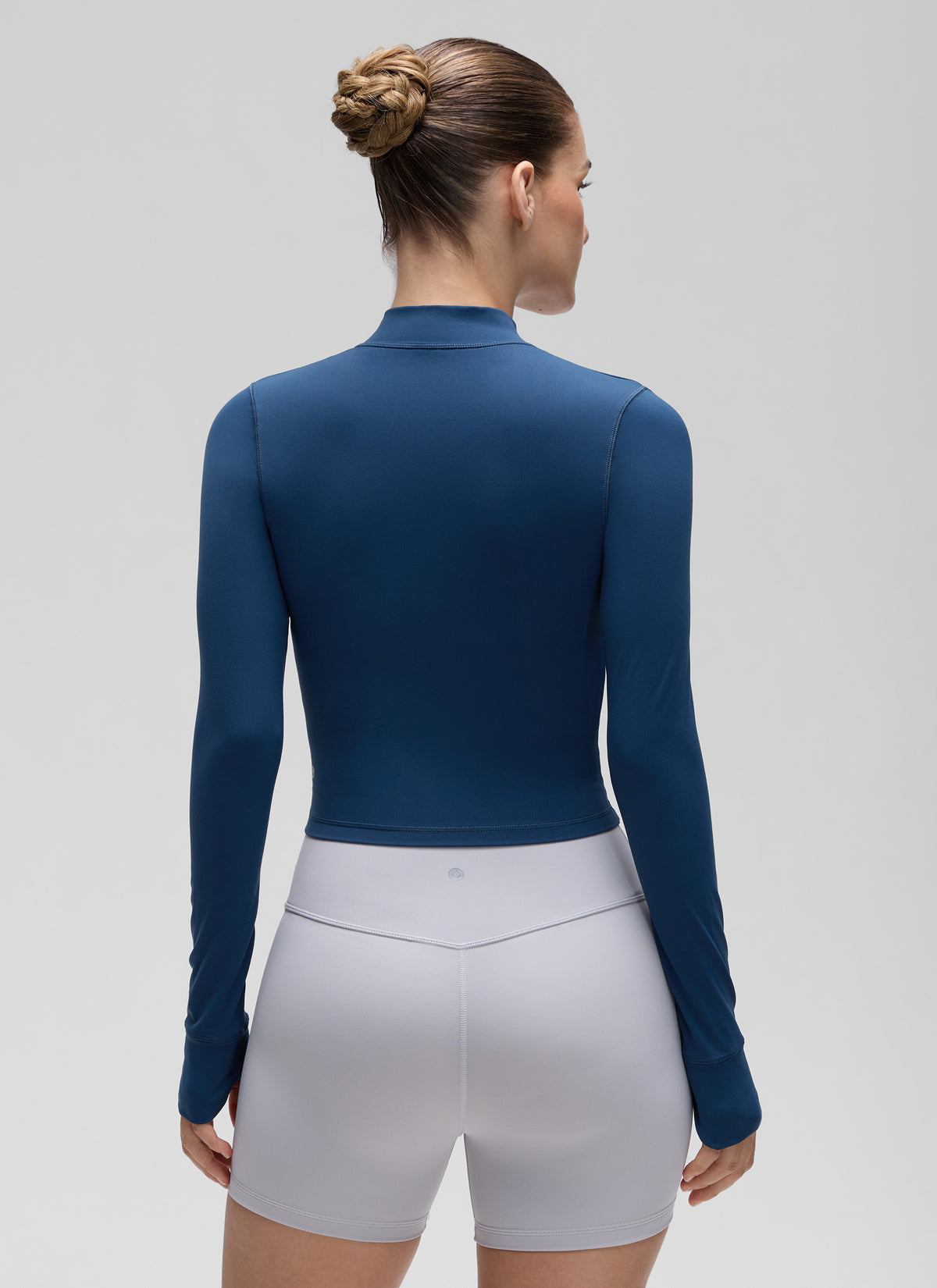 CRZ YOGA Women's Butterluxe Cropped Outerwear Full Zip Jackets French Navy @model_info:J