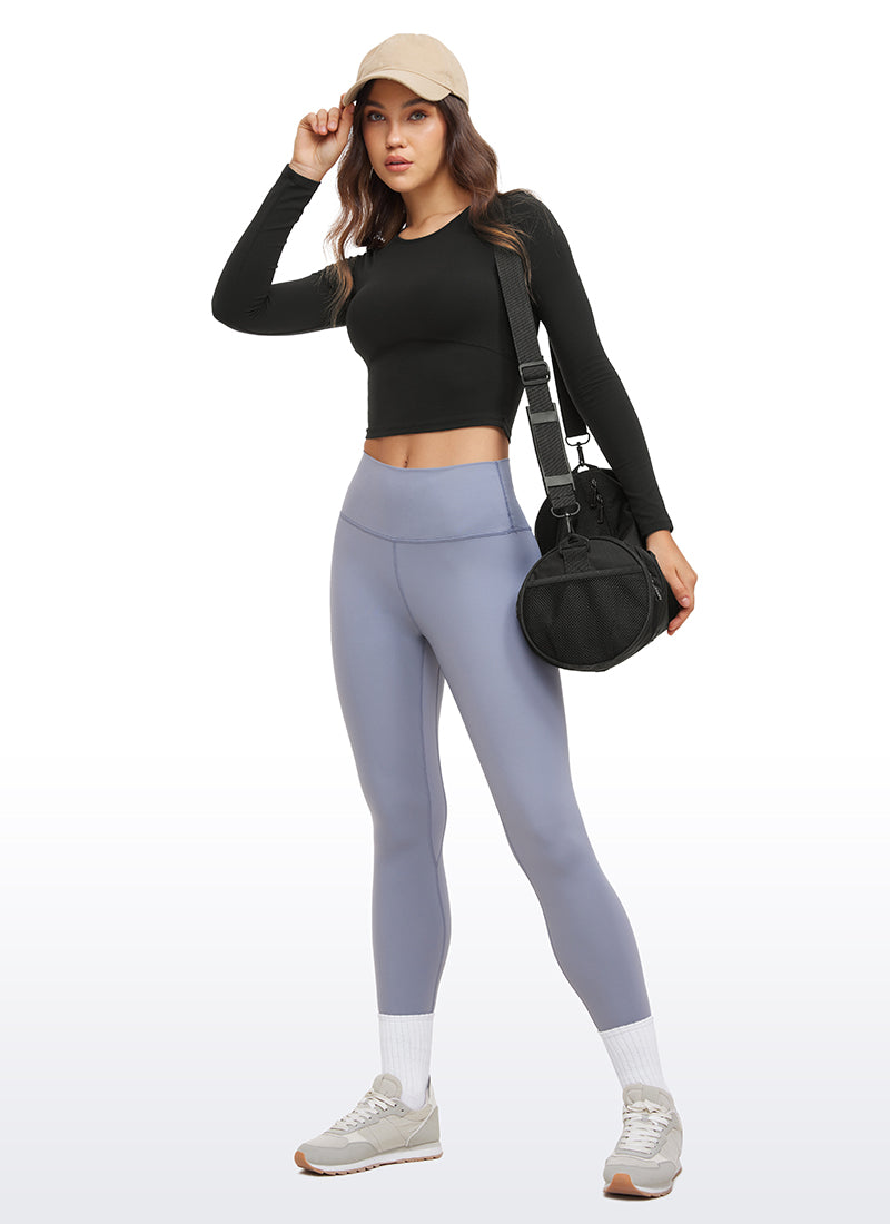 CRZ YOGA - قميص يوغا نسائي ضيق القصة من قماش Butterluxe ، بأكمام طويلة، وخط خياطة أمامي، أسود